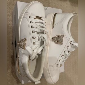 Aldo White Sneakers with Gold Embellishments-brand new